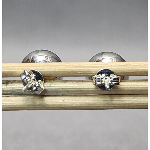 Vintage Sterling Silver Round 10mm Ball Stud Earrings Pierced 925 Silver Jewelry - Picture 3 of 5